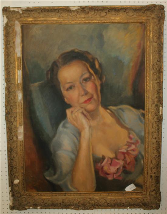 Portrait of a lady, oil on canvas board(-)